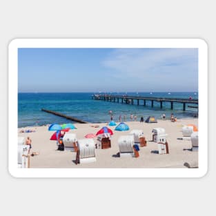 Beach and pier, Ostseebad Kuhlungsborn, Mecklenburg-West Pomerania, Germany, Europe Sticker